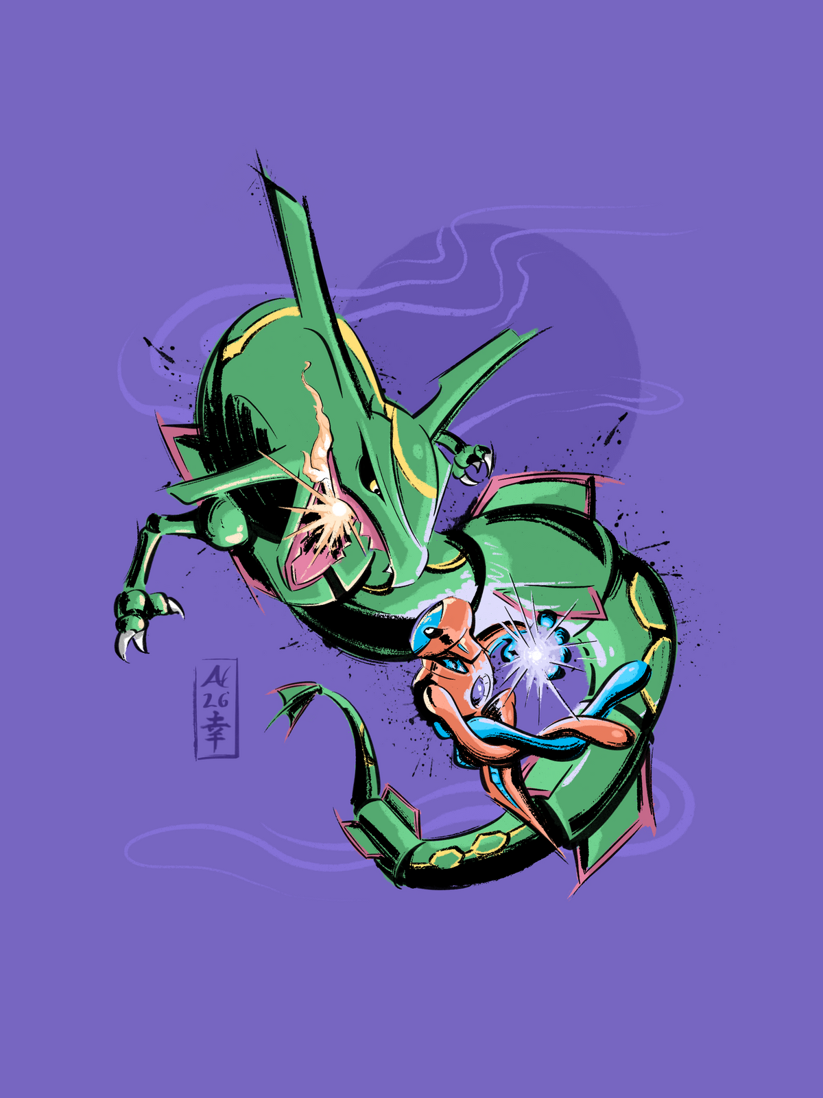 4. Rayquaza Vs Deoxys Print (12x16)
