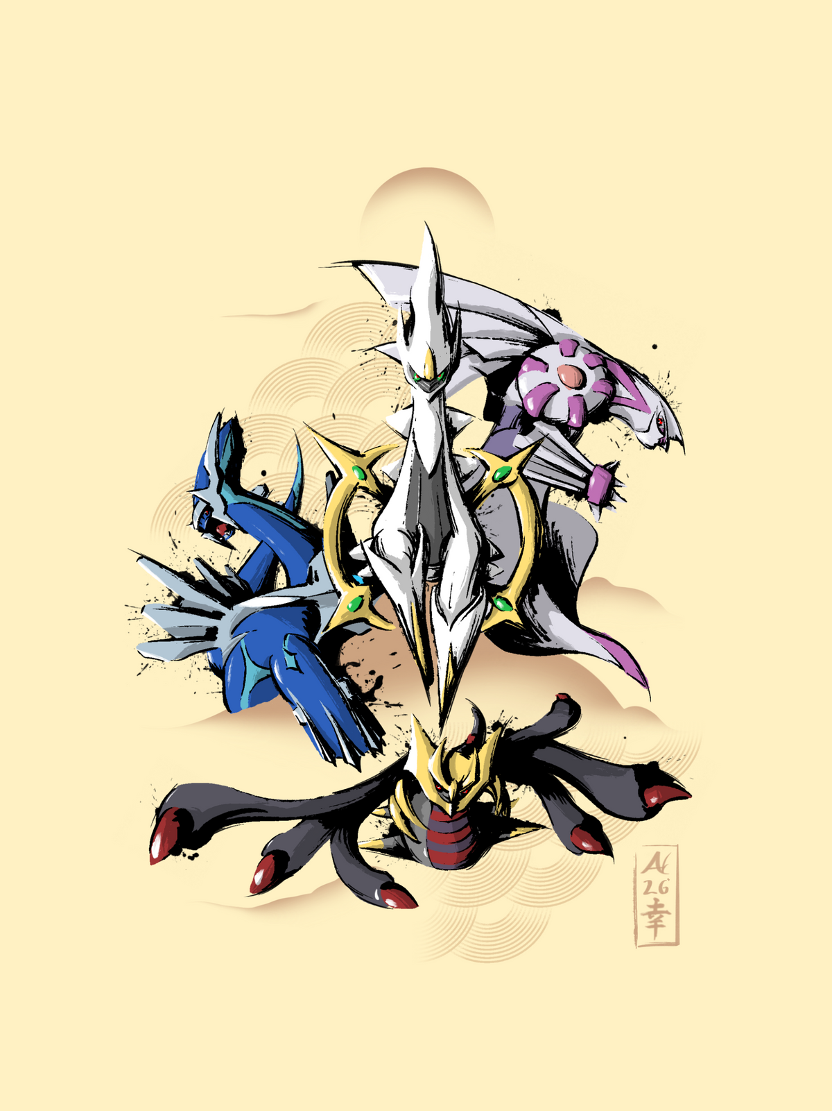 3. Sinnoh Gods Prints (12x16)
