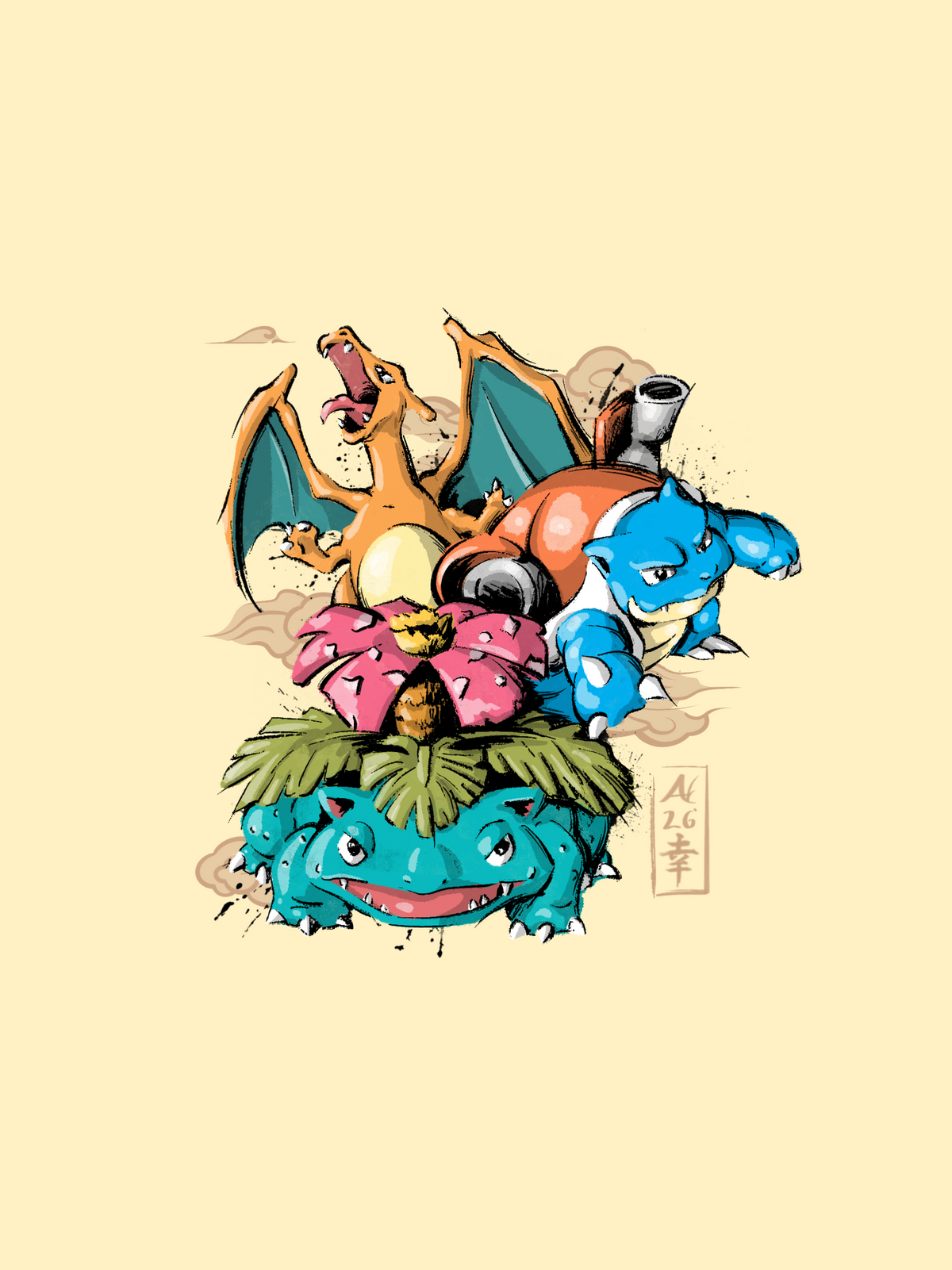 1. Kanto Trio Print (12x16)